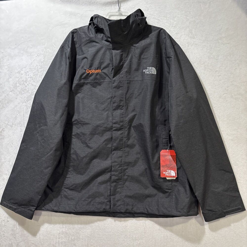 The North Face DryVent Rain Jacket Men's XXL Gray Hooded Waterproof Optum Logo